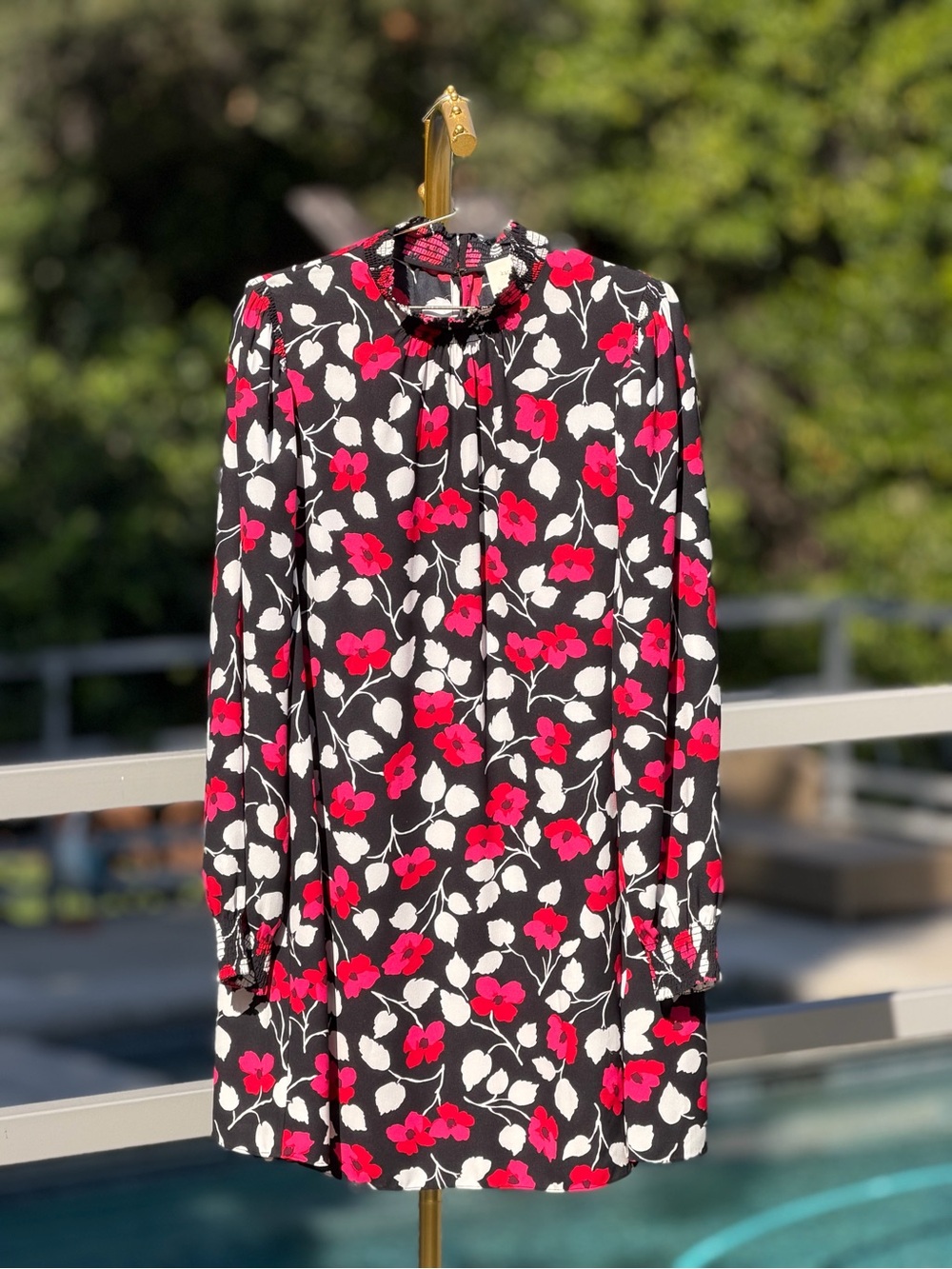 kate spade Black Dress with Fuchsia & White Floral Print